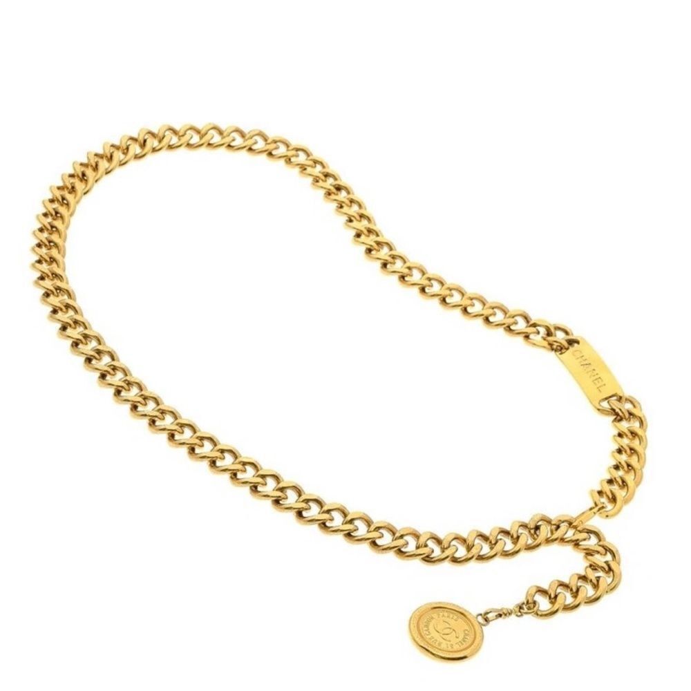 CHANEL Vintage Medallion Chain Belt Metal 70 - Picture 2 of 12